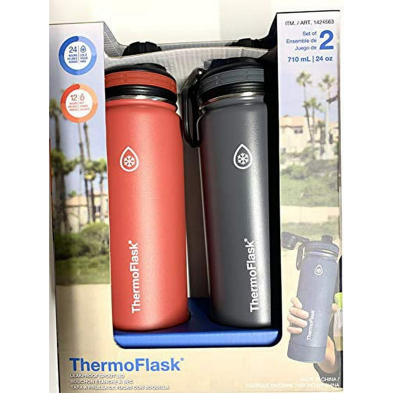 Thermoflask 24oz Water Bottles 2-Pack with 4 Lids 