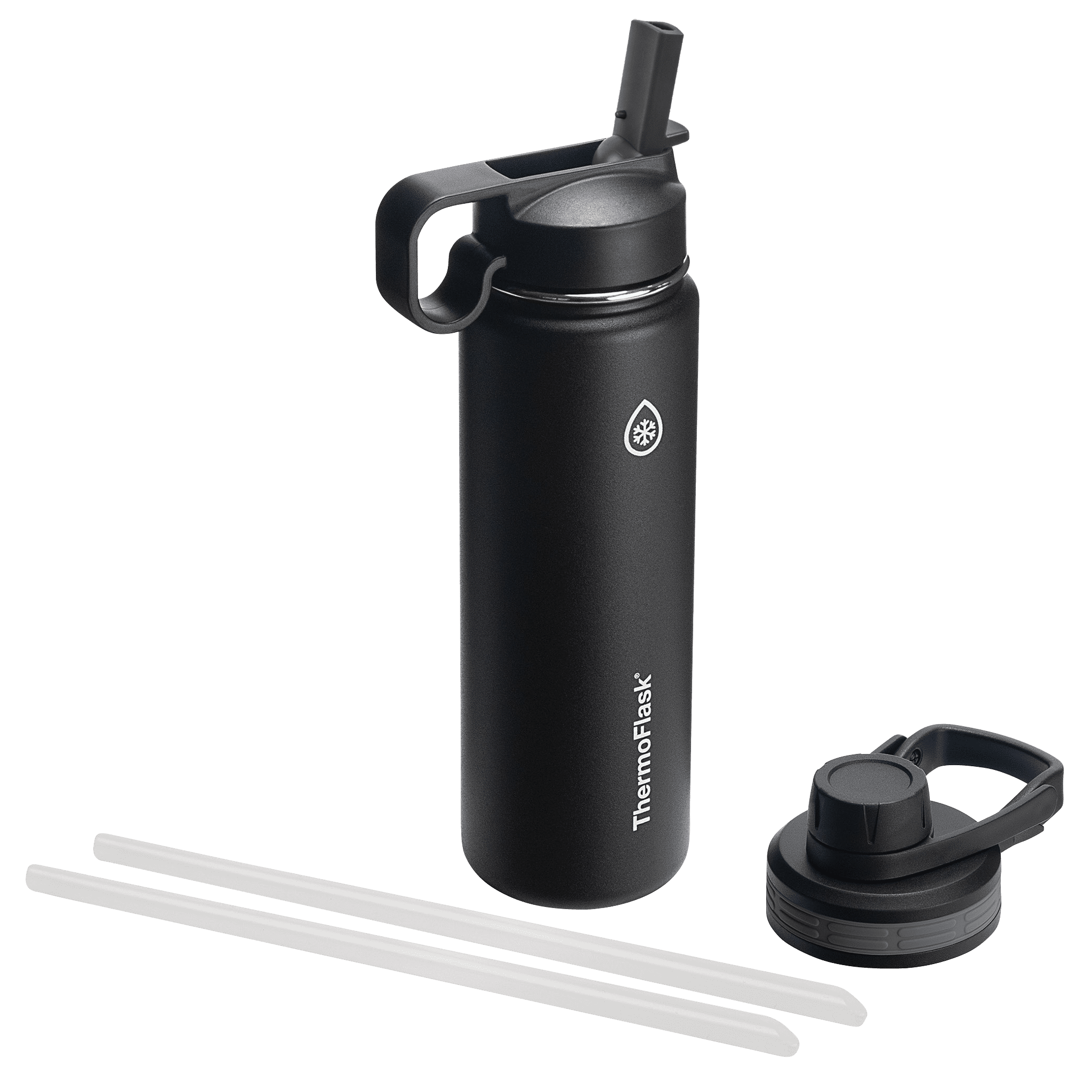 ThermoFlask 24 oz Insulated Black Stainless Steel Water Bottle - Walmart.com