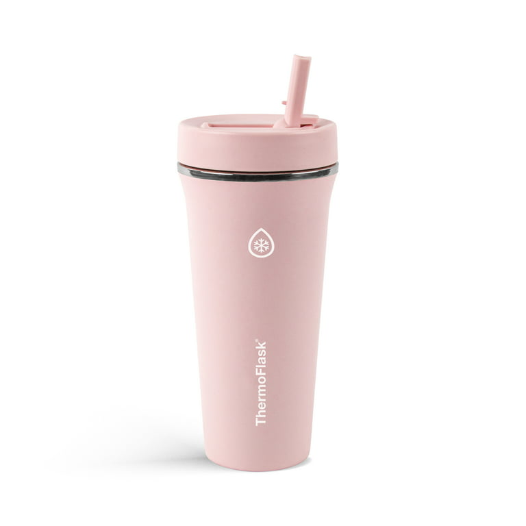 ThermoFlask 24 oz Insulated Stainless Steel Straw Tumbler, Blush 