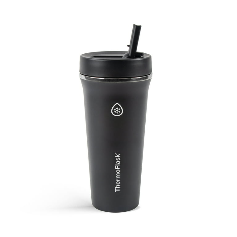 ThermoFlask 24 oz Insulated Stainless Steel Straw Tumbler, Onyx