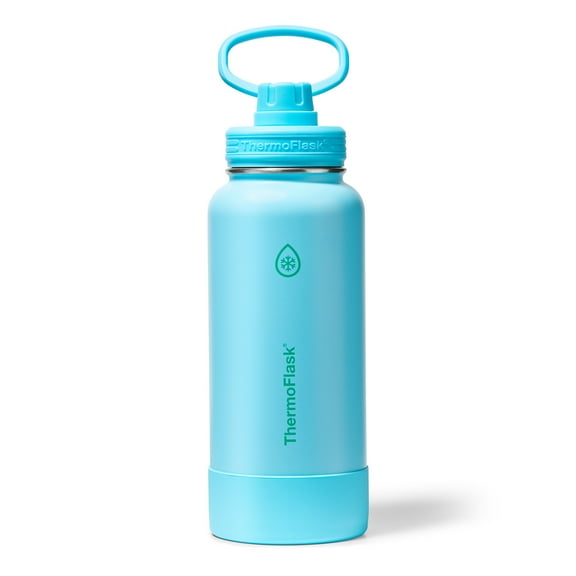 ThermoFlask 32 oz Double Wall Vacuum Insulated Stainless Steel Water Bottle with Chug Spout Lid, Vivid Blue