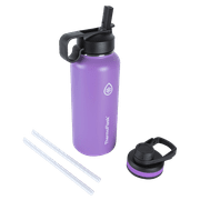 ThermoFlask 32 oz Insulated Stainless Steel Bottle with Chug and Straw Lids, Plum