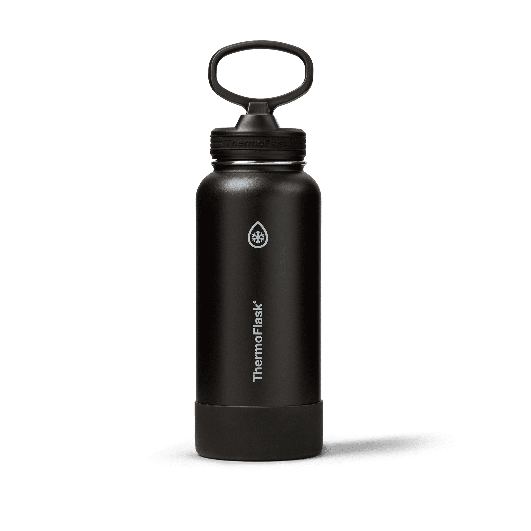 ThermoFlask Classics Insulated Stainless Steel Water Bottle with Leakproof Straw Lid, 32 oz, Black