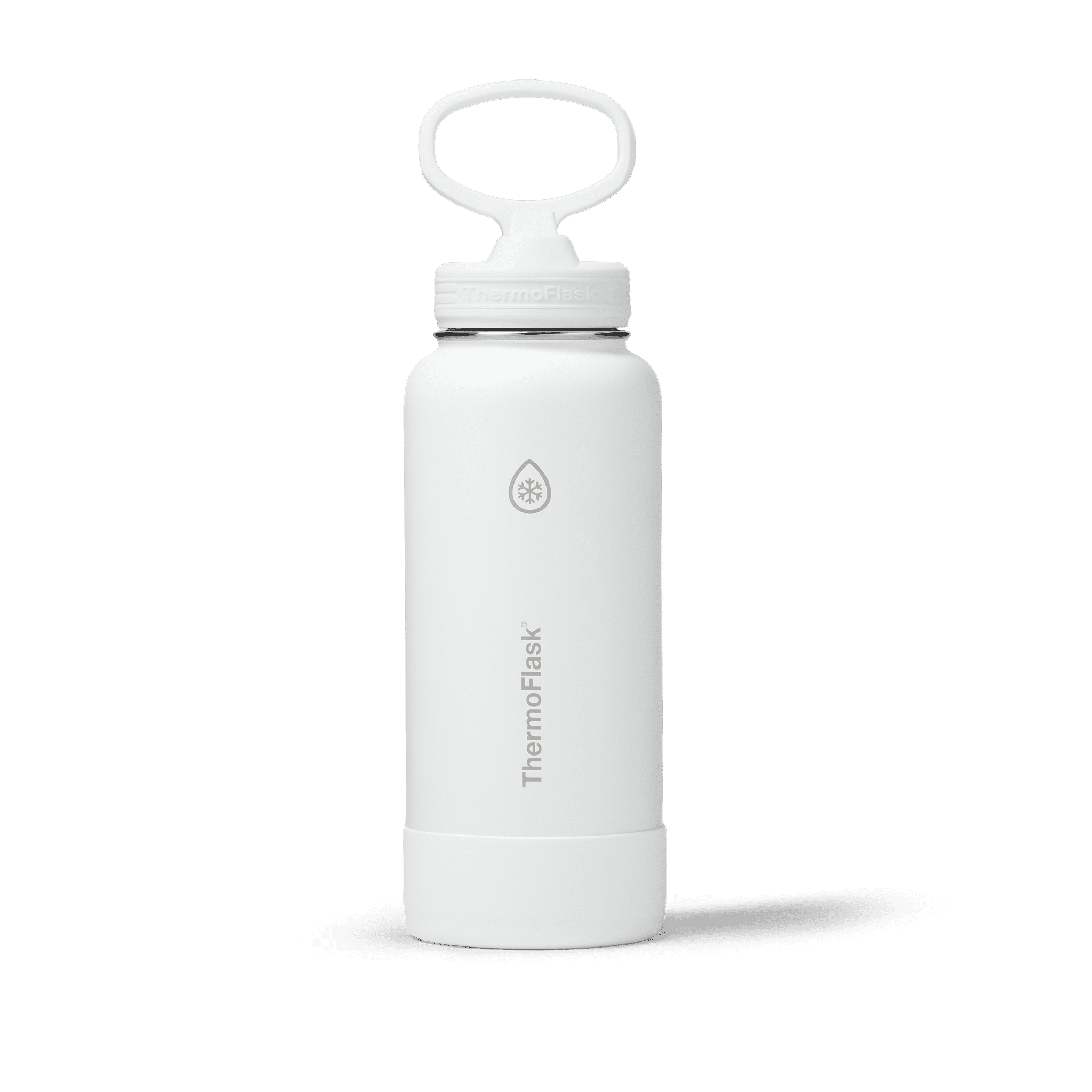ThermoFlask Classics Insulated Stainless Steel Water Bottle with Leakproof Straw Lid, 32 oz, White