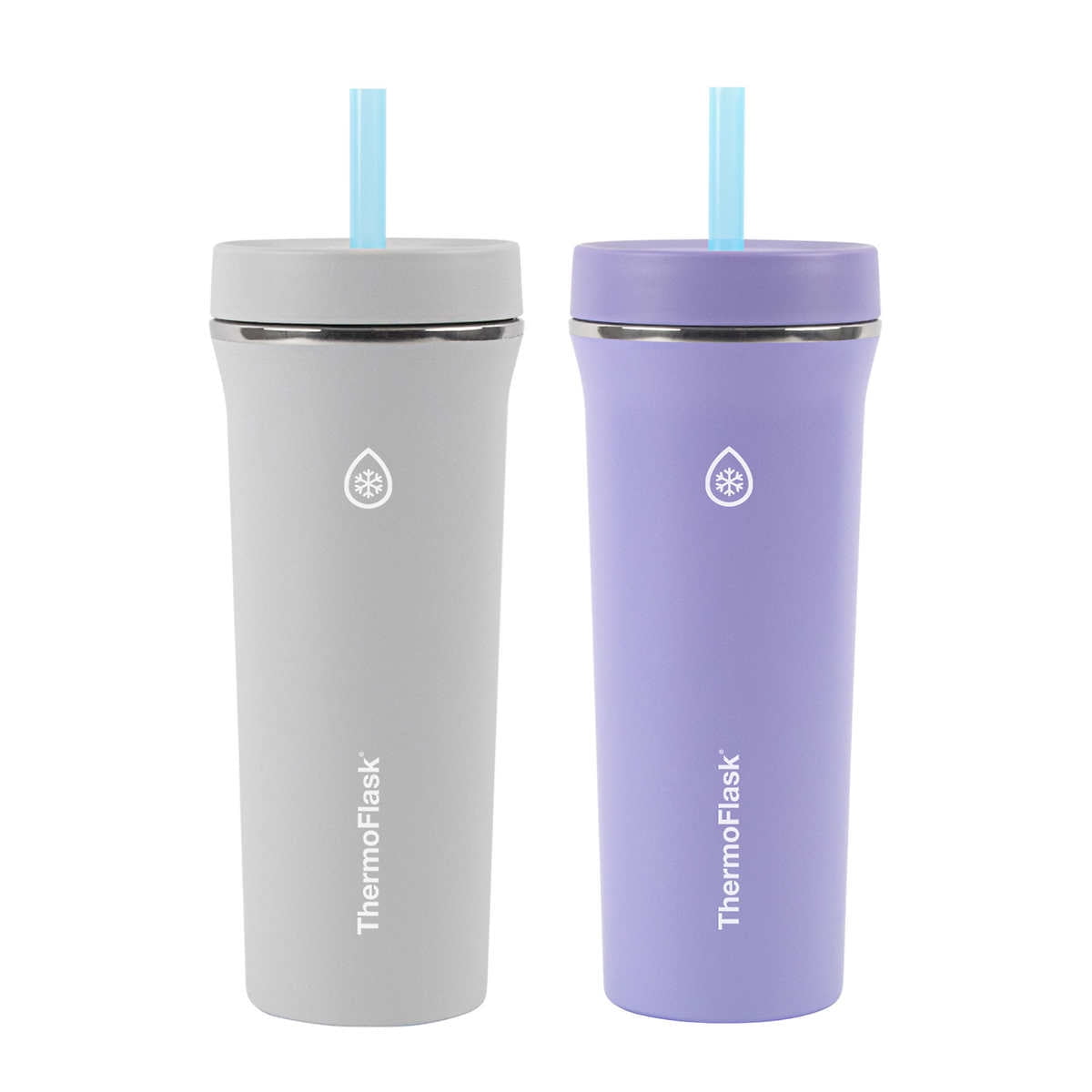Thermoflask 32oz Insulated Standard Straw Tumbler, 2-Pack  (Purple&Gray) (2, 9x12): Tumblers & Water Glasses