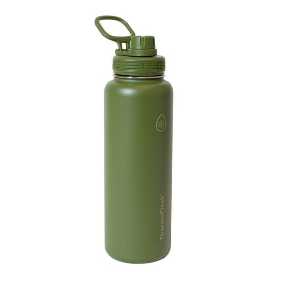 ThermoFlask 40 oz Double Wall Vacuum Insulated Stainless Steel Water Bottle with Chug Spout Lid, Sea Kelp