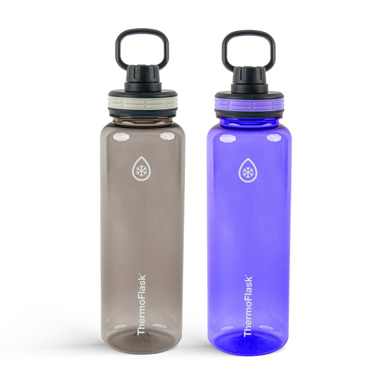 ThermoFlask 40 oz Tritan Plastic Spout Water Bottle, 2 Pack, Grey, Euphoric  