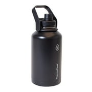 ThermoFlask 64 oz Double Wall Vacuum Insulated Stainless Steel Water Bottle with Spout Lid, Pitch Black