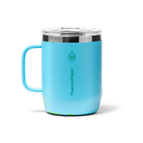 ThermoFlask Drinkware 12 oz Coffee Mug - Double-Wall Insulated for Hot & Cold Drinks - Lightweight & Simple with Innovative Press In Slider Lid - Modern & Durable - Vivid Blue