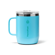 ThermoFlask Drinkware 12 oz Coffee Mug - Double-Wall Insulated for Hot & Cold Drinks - Lightweight & Simple with Innovative Press In Slider Lid - Modern & Durable - Vivid Blue