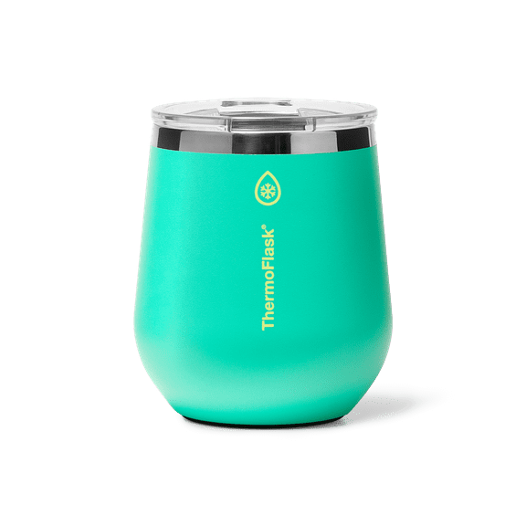 ThermoFlask Drinkware 12 oz Wine Tumbler - Double-Wall Insulated for Cold & Hot Drinks - Lightweight & Simple with Innovative Press In Slider Lid - Modern & Durable - Screamin' Green