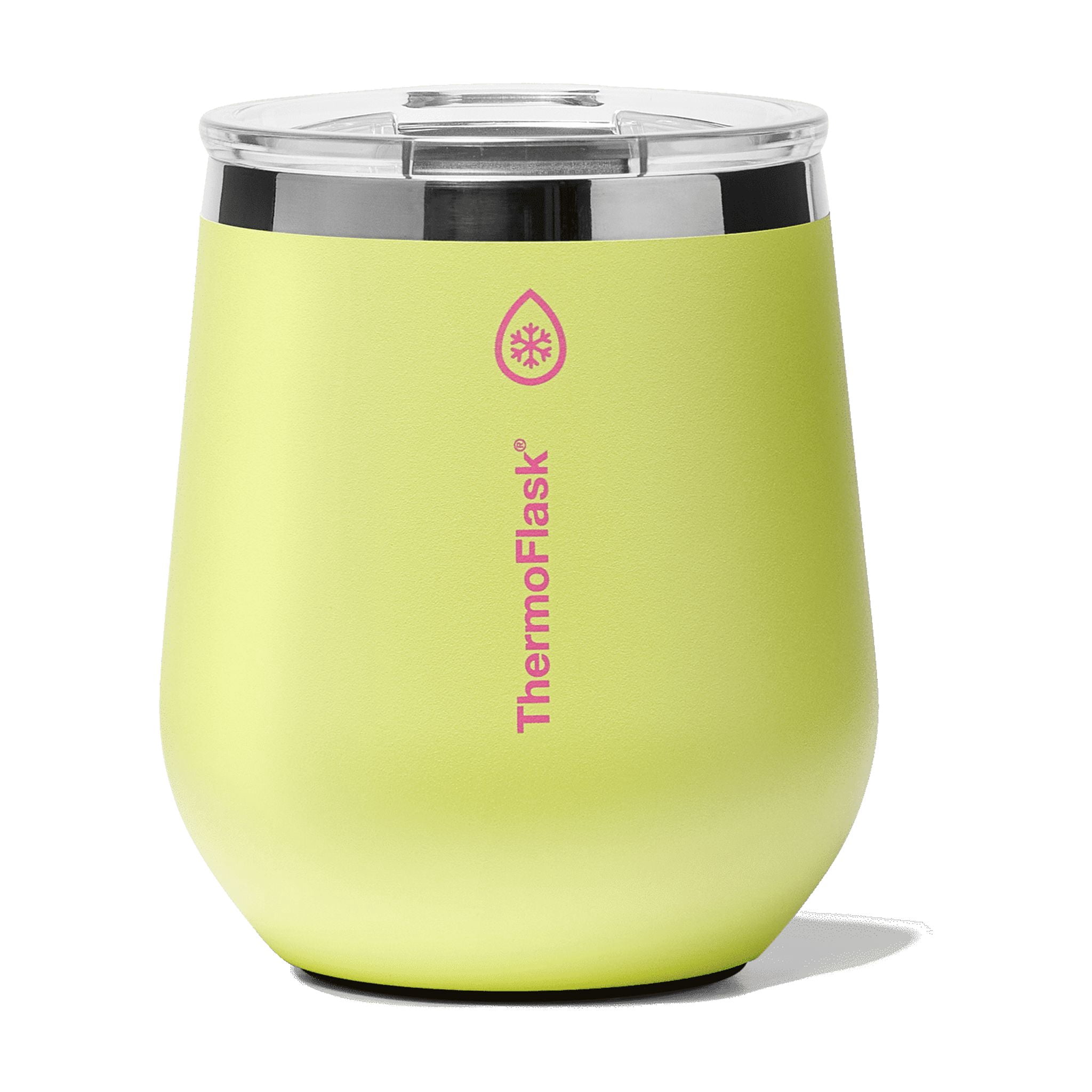 ThermoFlask Drinkware 12 oz Wine Tumbler - Double-Wall Insulated for Cold & Hot Drinks - Lightweight & Simple with Innovative Press In Slider Lid - Modern & Durable - Unmellow Yellow