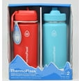 thumbnail image 1 of ThermoFlask Insulated 16oz Red/Green Stainless Steel Water bottle with Straw Lid, (Pack of 2), 1 of 8
