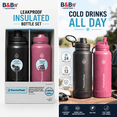 thumbnail image 1 of ThermoFlask Leakproof Insulated Stainless Steel Water Bottle Set, 32 oz Reusable Double Wall Vacuum Bottles with Straw & Chug Lids, 2 Pack, 1 of 3