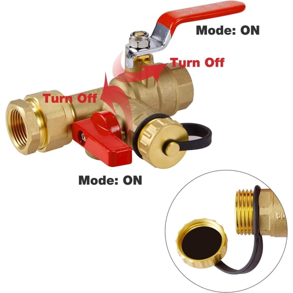 ThermoMate 3/4 Inch IPS Isolator Tankless Water  Service Valve Kit, with Pressure Relief Valve, Clean Brass