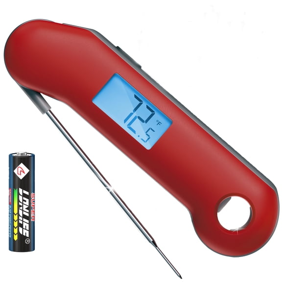 ThermoMaven Professional Digital Meat Thermometer, Ultra Fast 0.5 Sec Instant Read, NIST Certified Accurate to 0.5F, IP67 Waterproof, Backlit & Auto-Rotating Display, Auto Wake/Sleep, Dark Red&Gray