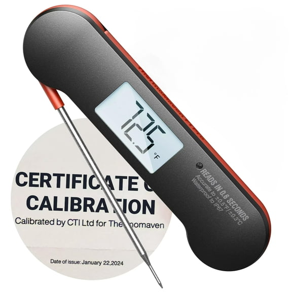 ThermoMaven Professional Meat Thermometer Digital, 0.6 Sec Instant Read, 0.5 NIST Certified Accuracy, IP67 Waterproof, Bright Backlit, Temperature Indicator for Grill, BBQ, Smoker