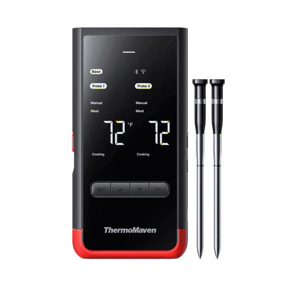 ThermoMaven Wireless Meat Thermometer, Smart Wifi Bluetooth Food Thermometer With LCD Display Base, App Control, 2 Meat Probes, IPX8 Waterproof for BBQ, Grill, Oven