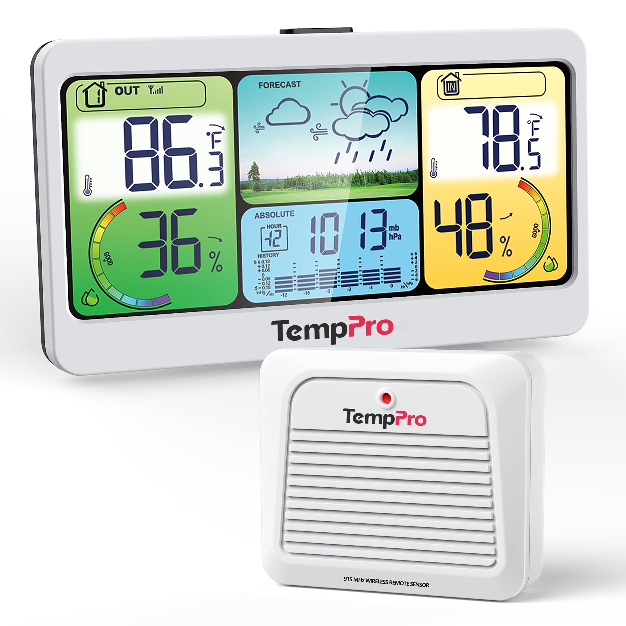 ThermoPro TP280BW Indoor/Outdoor Thermometer, Hygrometer Barometer ...