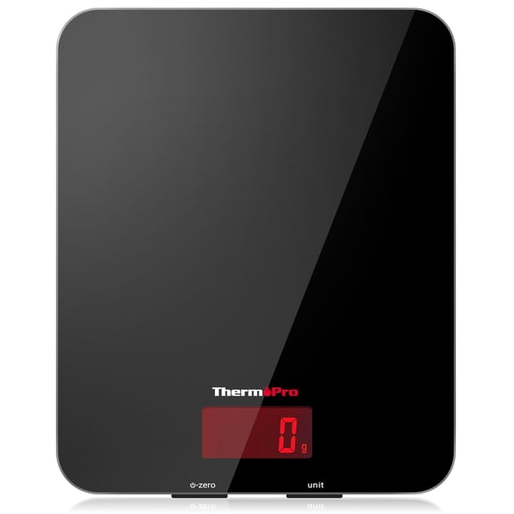 ThermoPro Digital Glass Kitchen Scale With LCD Display, Black