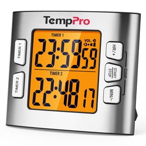 TempPro TM02W Digital Kitchen Timer with Adjustable Loud Alarm and Backlight LCD Big Digits/ 24 Hour Digital Timer for Kids Teachers (Formerly ThermoPro)