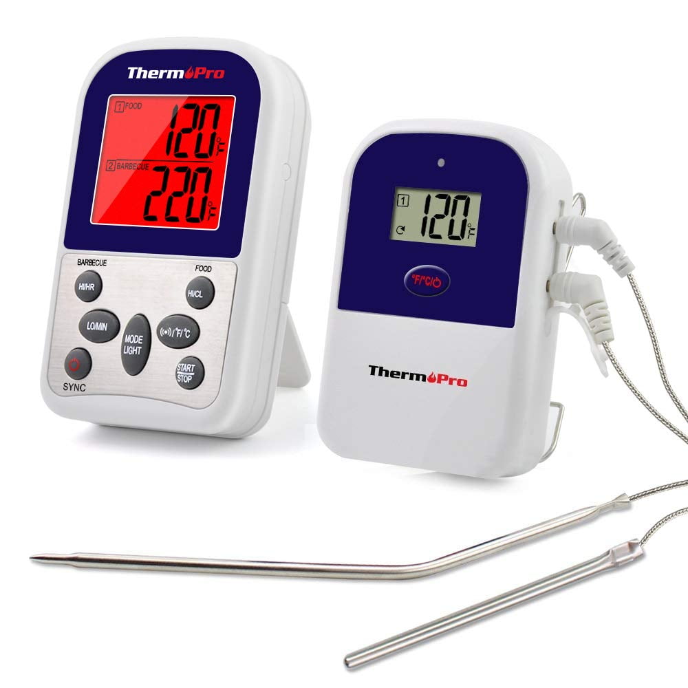 ThermoPro TP12 Wireless Meat Thermometer for Grilling Oven Smoker BBQ Grill  Thermometer with Dual Probe, 300 Feet Range 