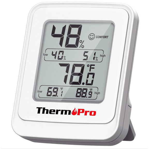 ThermoPro TP150 Greenhouse Thermometer Hygrometer, IPX5 High-Humidity Resistant Temperature and Humidity Monitor, High/Low Records Humidity Meter for Indoor Grow Tents, Basement, Reptile Terrarium