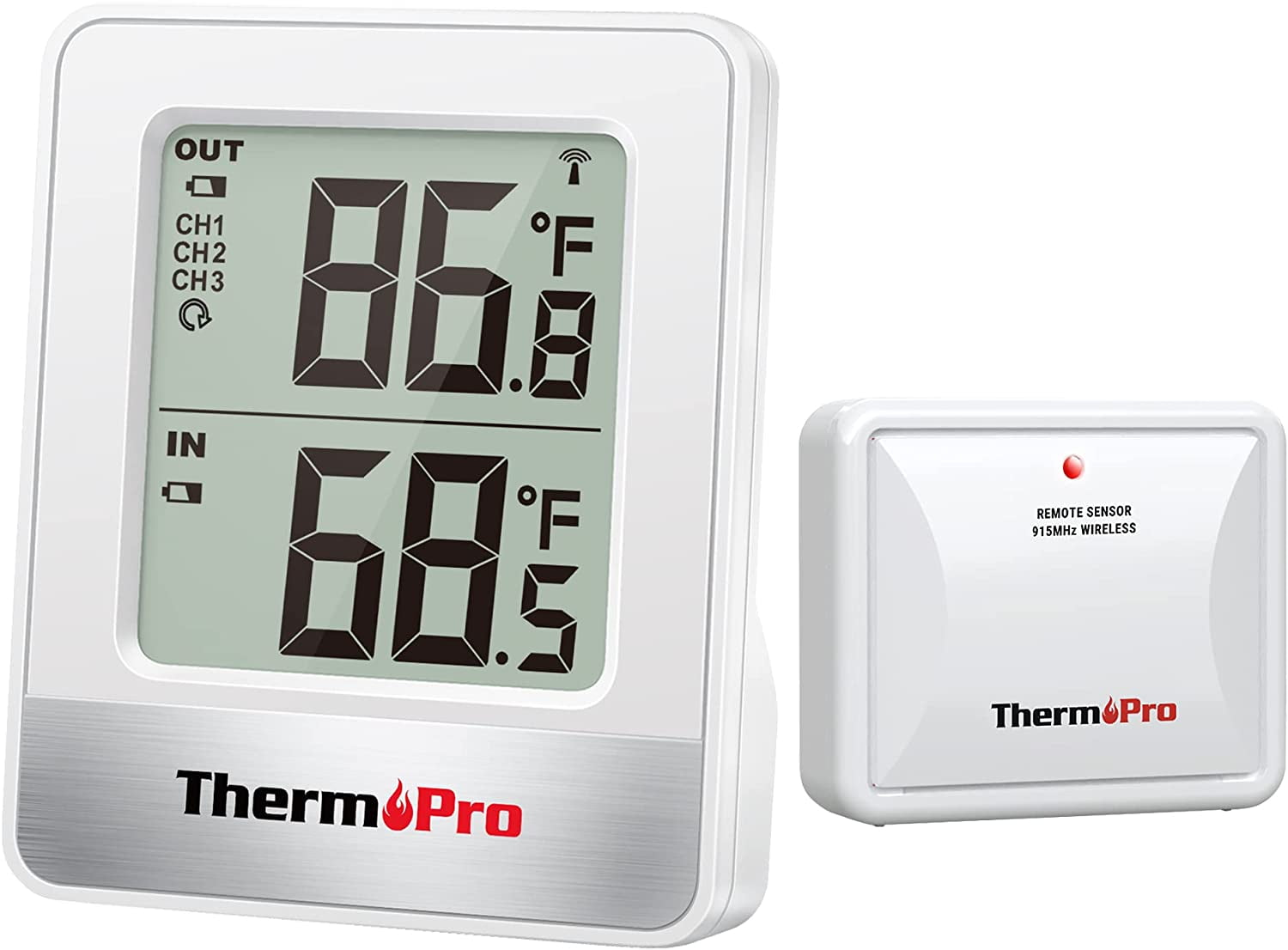 White Wireless Indoor Outdoor Thermometer with Temperature Sensor