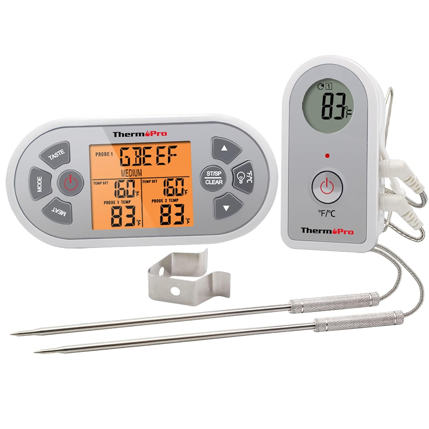 ThermoPro TP22S Digital Wireless Meat Thermometer for Grilling with Dual Probe Food Cooking Thermometer for Smoker BBQ Grill Thermometer Dark gray