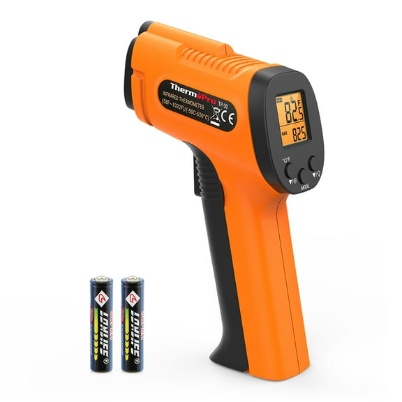 ThermoPro TP30 LCD Digital IR Infrared Thermometer Temperature Meter Gun Point -58~10220 F Degree Non-Contact Thermometer Adjustable Emissivity Pyrometer - Not for Medical Use