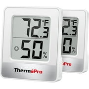 ThermoPro TP49 2 Pieces Digital Hygrometer Indoor Thermometer Humidity Meter Room Thermometer with Temperature and Humidity Monitor Mini Hygrometer Thermometer White