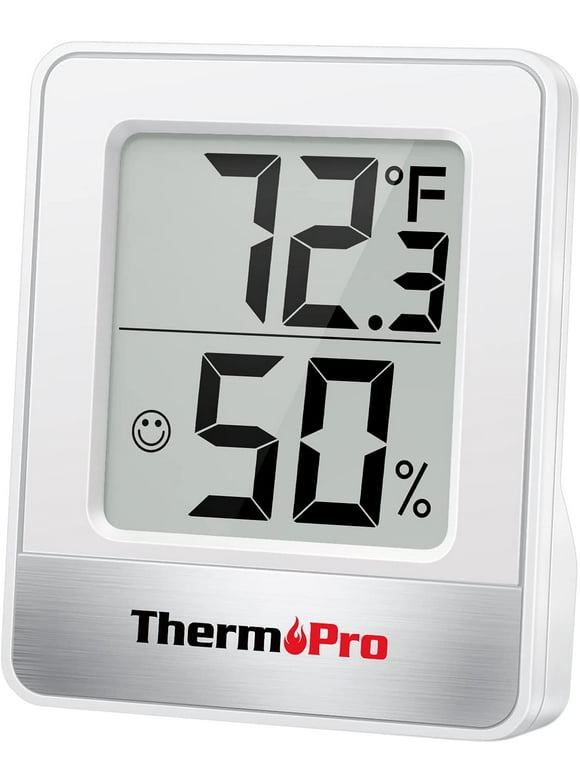 ThermoPro TP49 Indoor Digital Hygrometer Thermometer Temperature Humidity Meter Room Monitor Mini Hygrometer Thermometer Tabletop/Wall-mountable/Magnet-mountable White