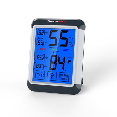 ThermoPro TP55W Digital Hygrometer Hydrometer Indoor Thermometer Humidity Gauge with Touchscreen and Backlight