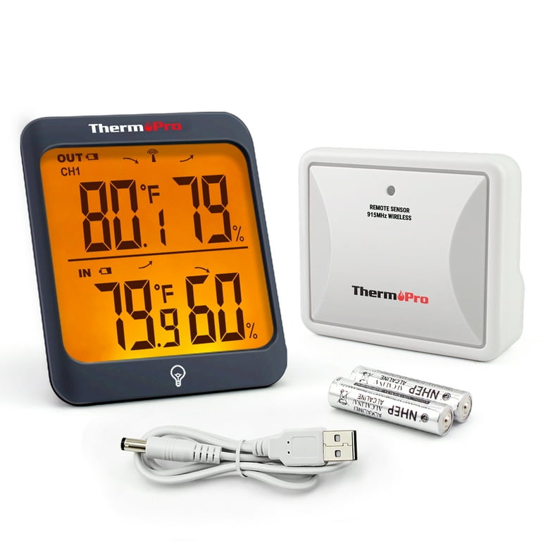ThermoPro TP63BW Indoor Outdoor Thermometer Wireless Hygrometer, 500FT  Inside Outside Thermometer, Remote Temperature Monitor with Cold-Resistant  Sensor, Outdoor Thermometers for Patio Home Greenhouse 
