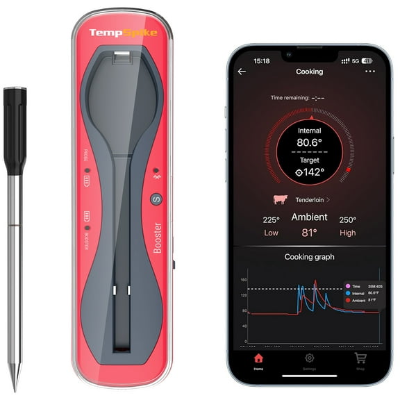 ThermoPro TempSpike 500FT Truly Wireless Meat Thermometer Bluetooth enabled with LED indicator