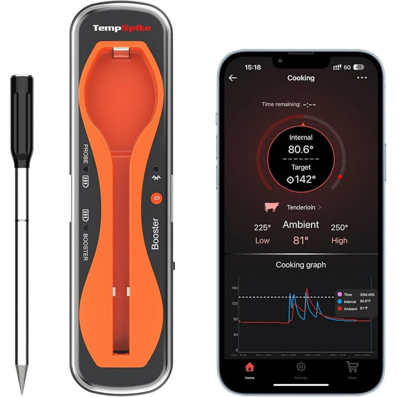 ThermoPro TempSpike 500FT Wireless Meat Thermometer, Bluetooth Meat Thermometer for Grilling Smoking BBQ Oven Smoker