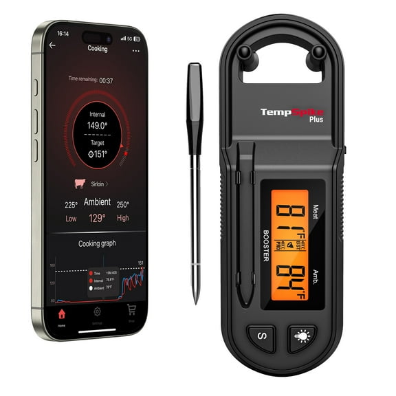 ThermoPro TempSpike Plus Wireless Meat Thermometer with Ultra Thin Probe, Smart Bluetooth Meat Thermometer for Grilling Smoking BBQ Android/iOS Compatible