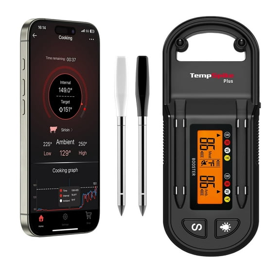 Open Box ThermoPro Twin TempSpike Plus Wireless Meat Thermometer with Ultra Thin Probe, Smart Bluetooth Meat Thermometer for Grilling Smoking BBQ Android/iOS Compatible