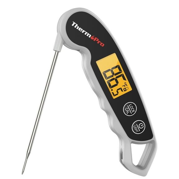 ThermoPro Waterproof Digital Meat Thermometer with Calibration Mode, Lock Function, LCD Backlight for Grilling, Deep Frying & Cooking - TP613W