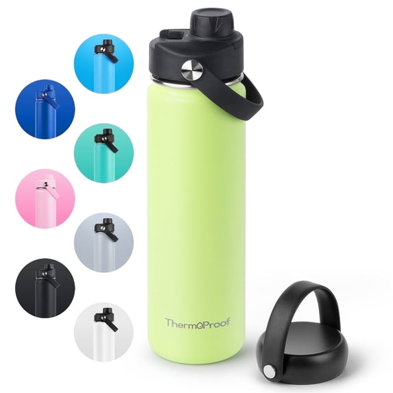 ThermoProof 22oz Fresh Mint Stainless Steel Water Bottle - Wide Mouth, Leakproof, Hot & Cold, Dishwasher Safe