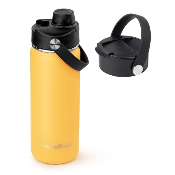 ThermoProof 18oz Amber Stainless Steel Insulated Water Bottle, Wide Mouth, Leakproof, Reusable, Dishwasher Safe