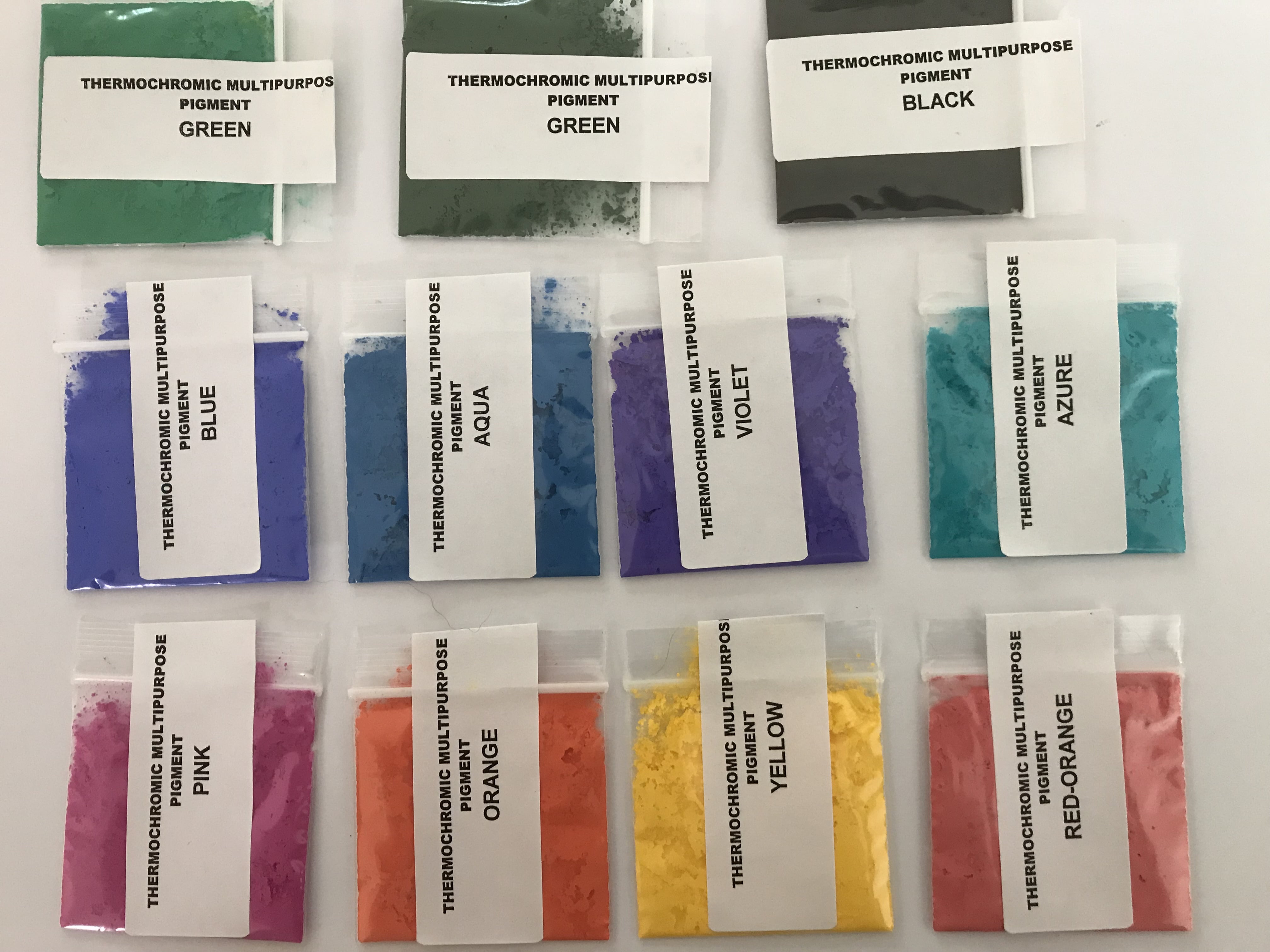 Thermochromic Multipurpose Pigment Set of 11 various color pigments
