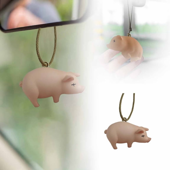 Thermochromic Roasted Pig Cart Hanging Ornament Funny Novelty Automotive Interior Accessory