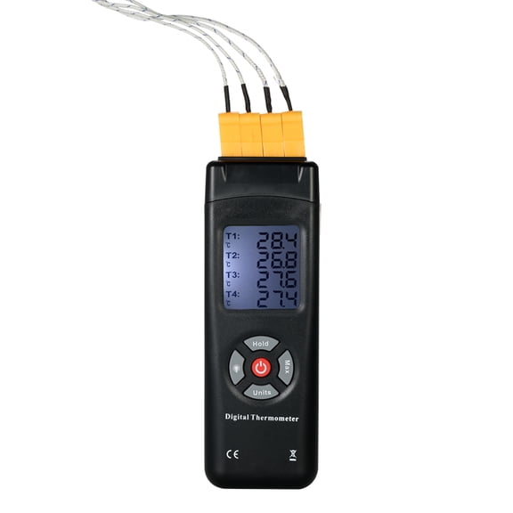 Thermocouple Sensor,Lcd Thermometer Thermocouple 4-channel K-type Lcd -50~1350c/-58~2462f Data Function Buzhi Huiop Rookin Black