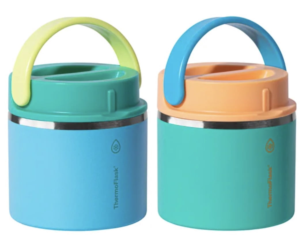 Thermoflask 20 oz Insulated Food Jar, 2-Pack, Pink and Blue, Hot 12 Hours Cold 24 Hours (Blue and Green)