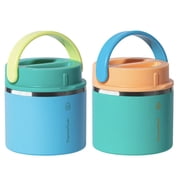 Thermoflask 20 oz Insulated Food Jar, 2-Pack, Pink and Blue, Hot 12 Hours Cold 24 Hours Blue and Green