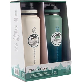 Thermoflask 40oz Stainless Steel Chug Water Bottle, White + Green