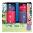 thumbnail image 1 of Thermoflask Stainless Steel Kids 14oz Straw Bottle 2pk Punch,Eggplant, 1 of 6