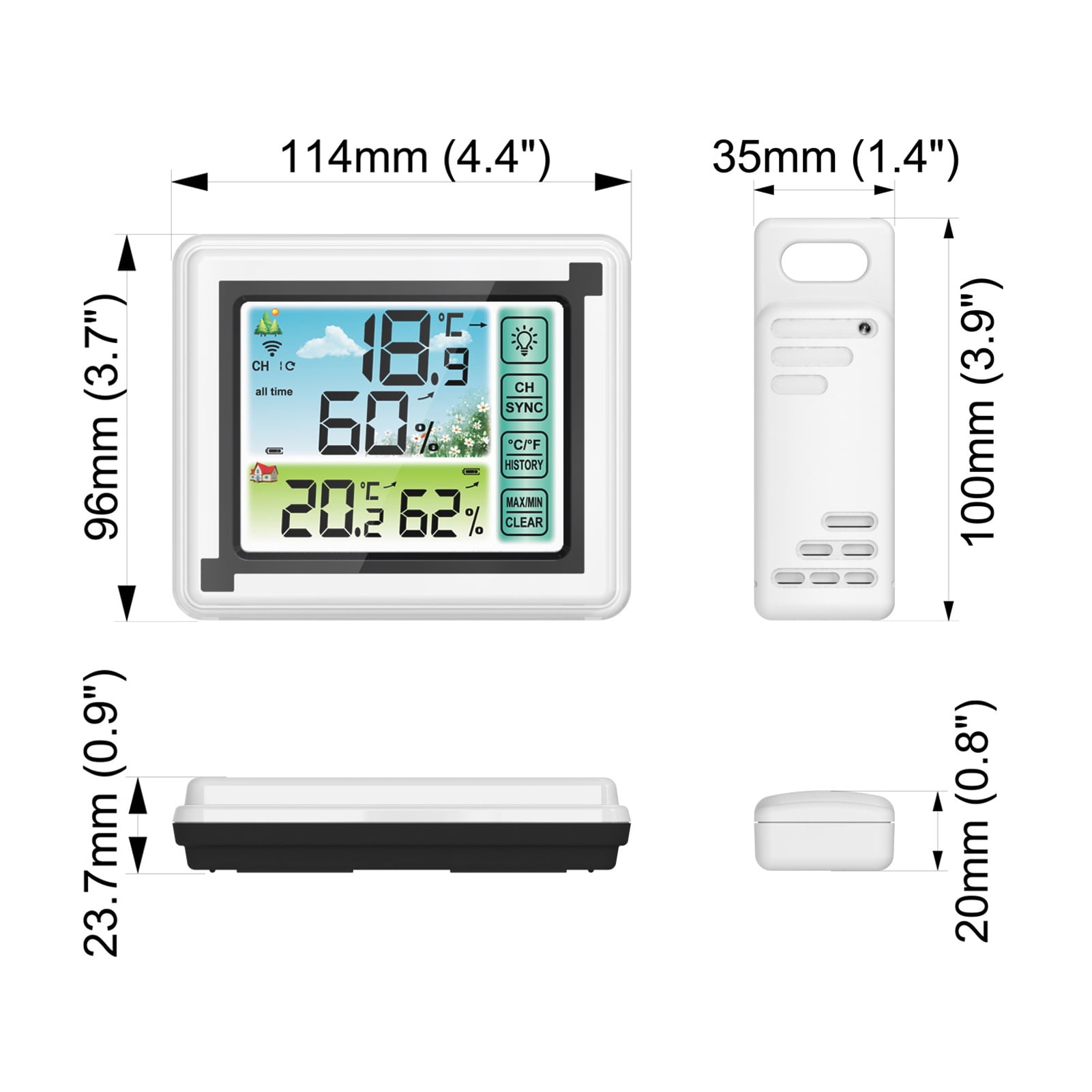 Thermohygrometer,Indoor Temperature And Office Baby Room Weather Station Indoor And With Thermometer Temperature With Lcd Min/max Room Clock With Dsfen Xibany