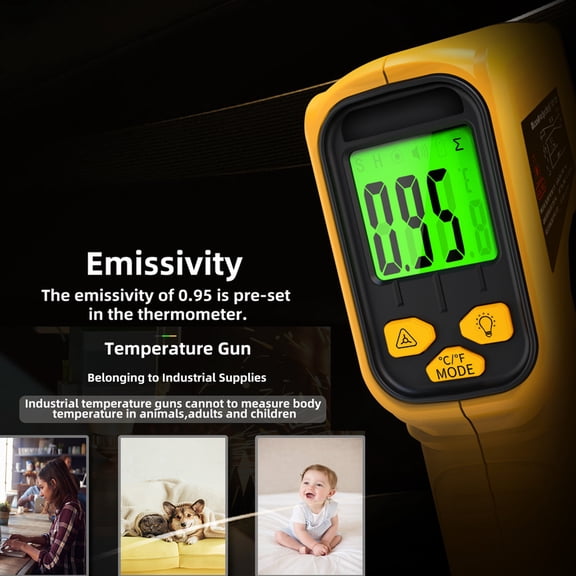 Thermometer,12 1 Meter Lcd Thermometer Handheld Thermometer Tool 1 Screen Thermometer 1 Meter Thermometer Thermometer 1 Kitchen Temperature Infrared Thermometer Emissivity Pyrometer Kitchen